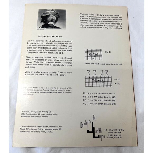 Emmett Kelly Jr. Collectors Series Cross-Stitch Pattern - Picture 4 of 4